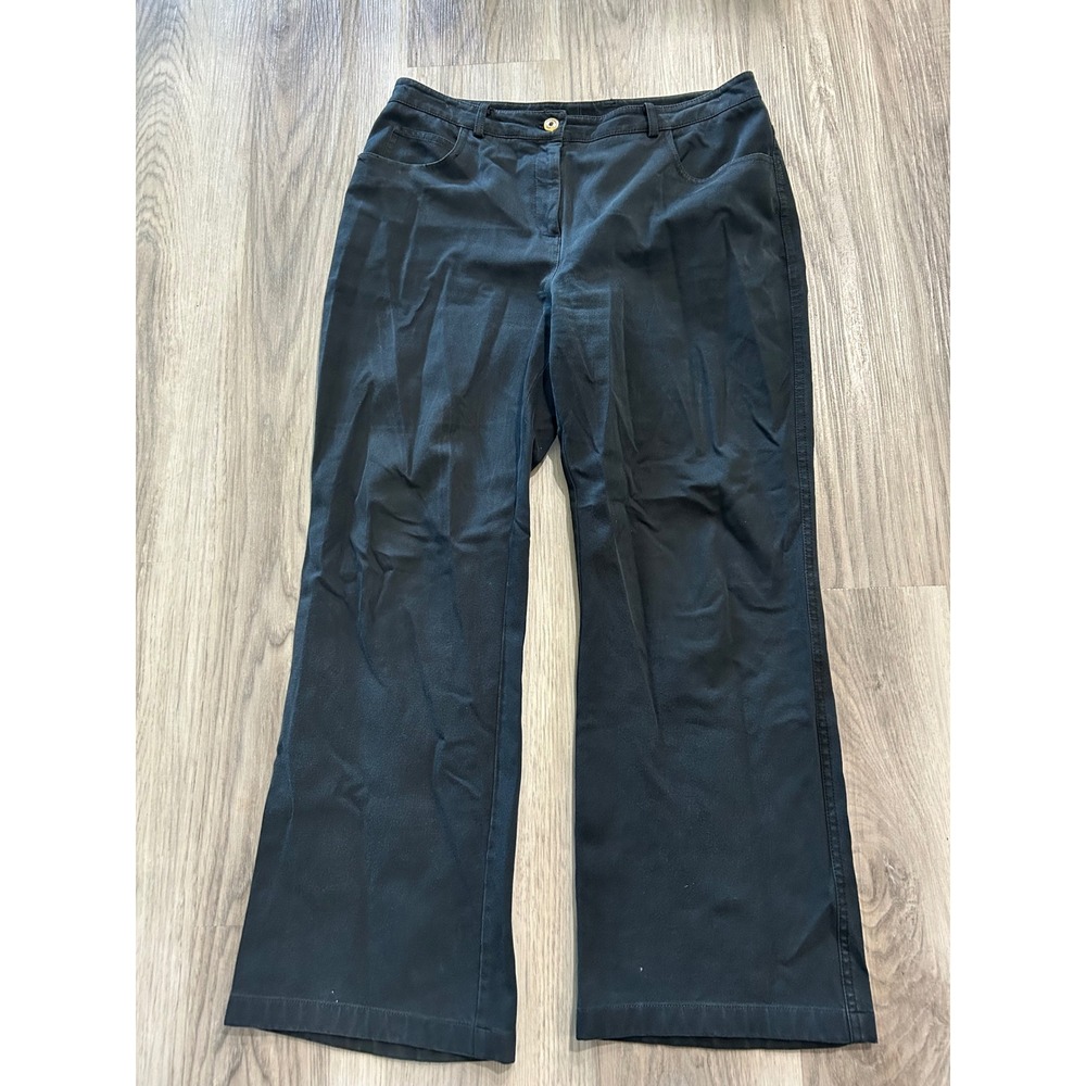 St. John Sport Womens Wide Leg Stretch Cotton Trousers Pants 10 Black luxury